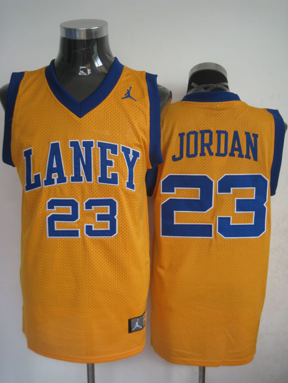 NBA Laney High School 23 Michael Jordan Yellow Throwback Jersey